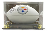 Troy Polamalu Signed Pittsburgh Steelers Logo Football BAS w/ Case