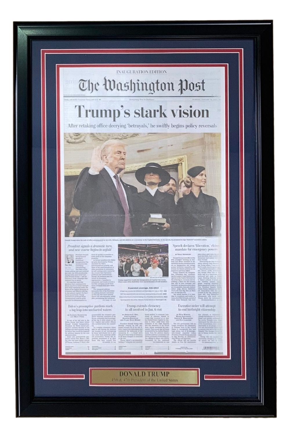 Donald Trump Framed Washington Post 2025 Inauguration Day Newspaper Cover