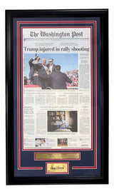 Donald Trump Framed Assassination Attempt Newspaper w/ Laser Engraved Auto