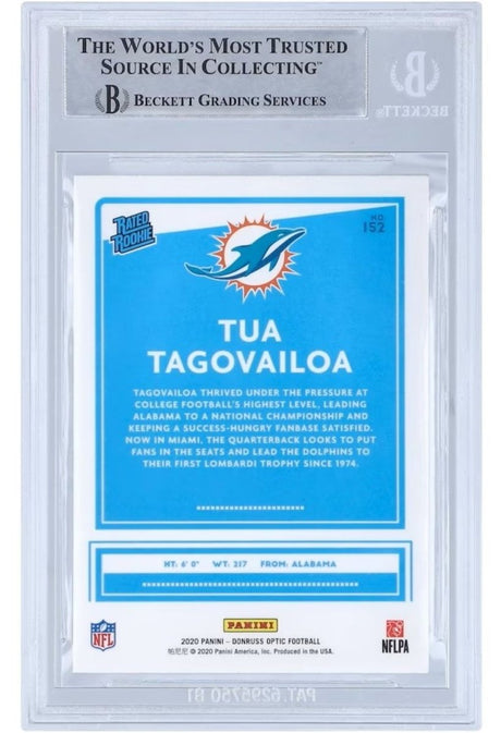 Tua Tagovailoa Signed 2020 Panini Donruss Optic #152 Dolphins Rookie Card BAS - Sports Integrity