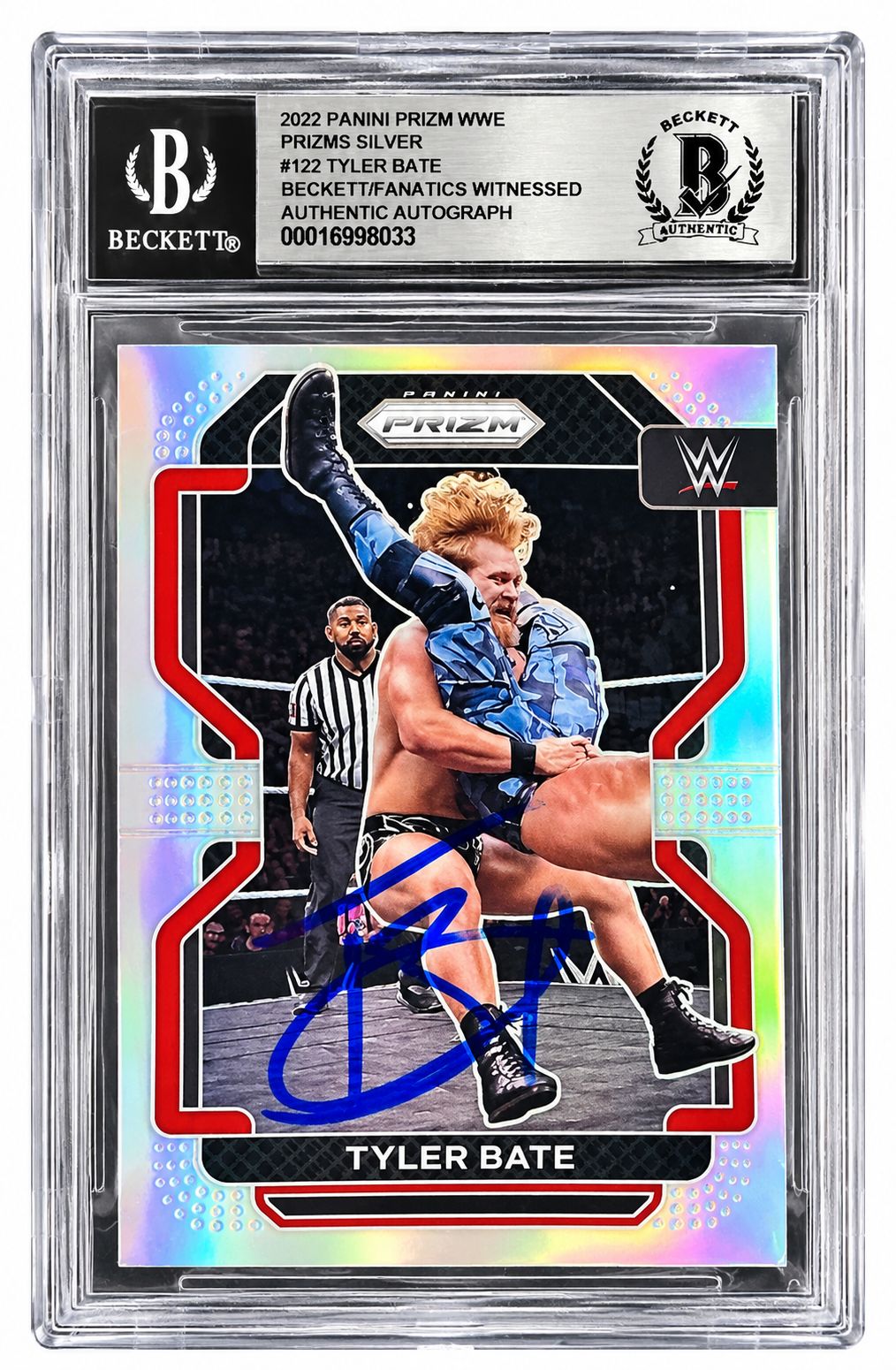 Tyler Bate Signed 2022 Panini Prizm WWE #122 Trading Card BAS