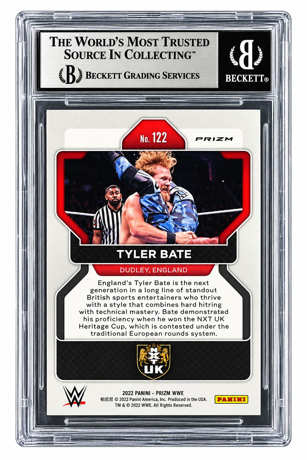 Tyler Bate Signed 2022 Panini Prizm WWE #122 Trading Card BAS