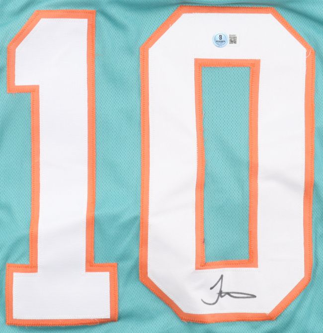 Tyreek Hill Miami Signed Teal Football Jersey BAS