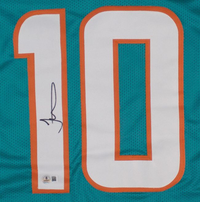 Tyreek Hill Miami Signed Teal Pro-Cut Football Jersey BAS