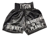 Mike Tyson Signed Custom Black Baddest Man Boxing Trunks JSA QR Hologram