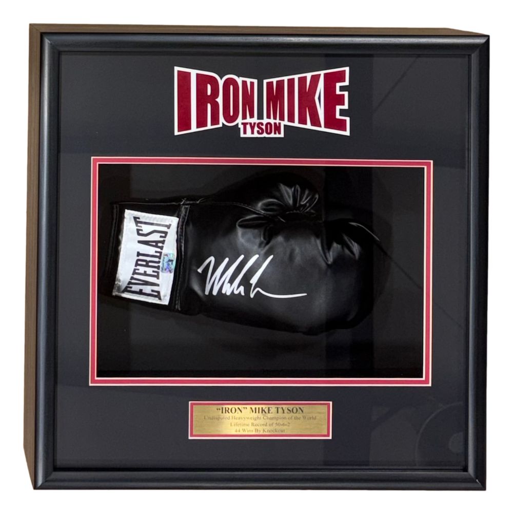 Mike Tyson Signed Framed Black Right Hand Everlast Boxing Glove Tyson Hologram