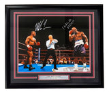 Mike Tyson Evander Holyfield Signed Frame 16x20 Bite Fight Photo JSA QR Hologram