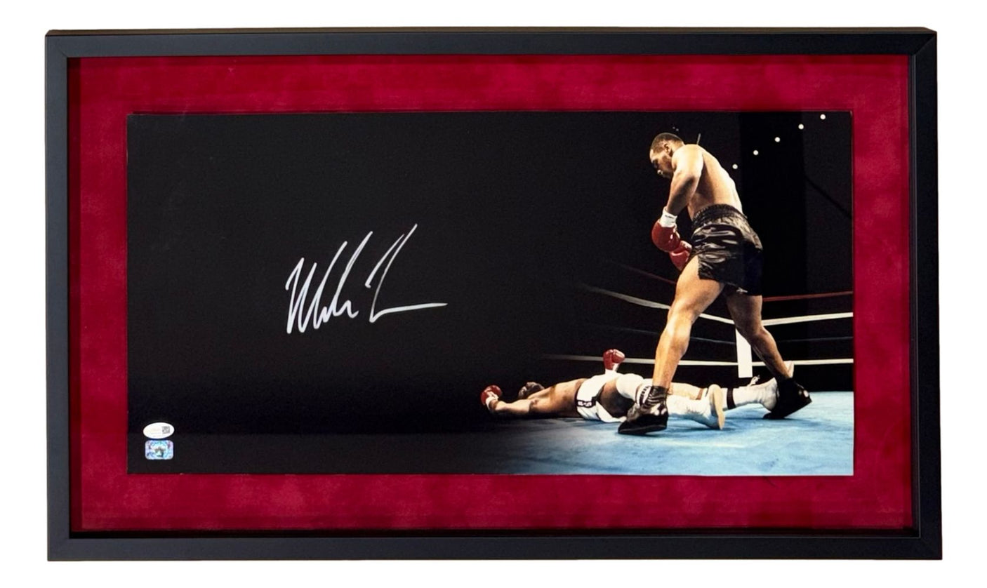 Mike Tyson Signed Framed 12x24 Boxing Photo Suede Matte JSA QR Hologram