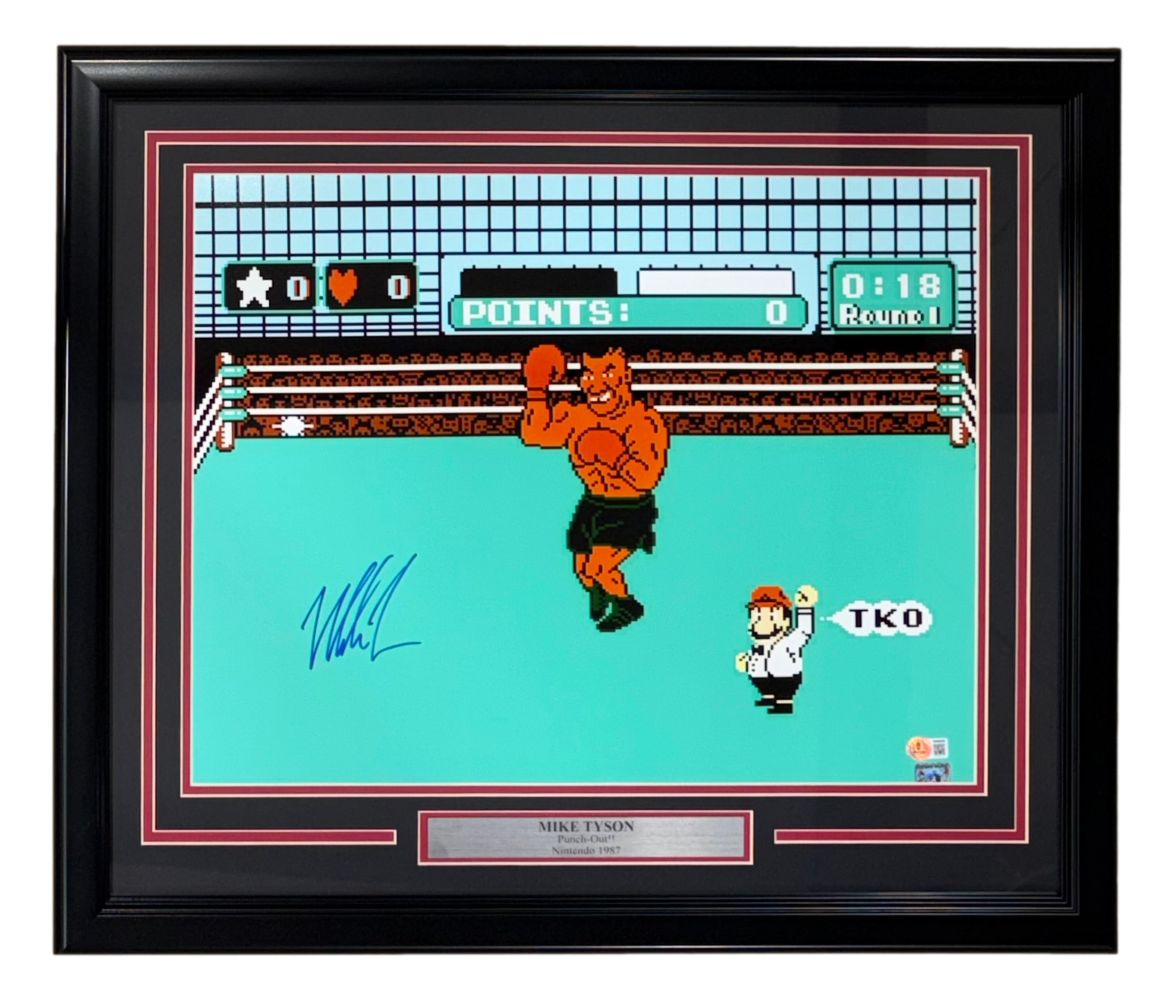 Mike Tyson Signed Framed 16x20 Punch Out Photo BAS
