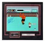 Sports Integrity Mike Tyson signed framed 16x20 Punch Out boxing photo with NES controller and JSA QR holo; the display features an in-game boxing match and engraved plaque.