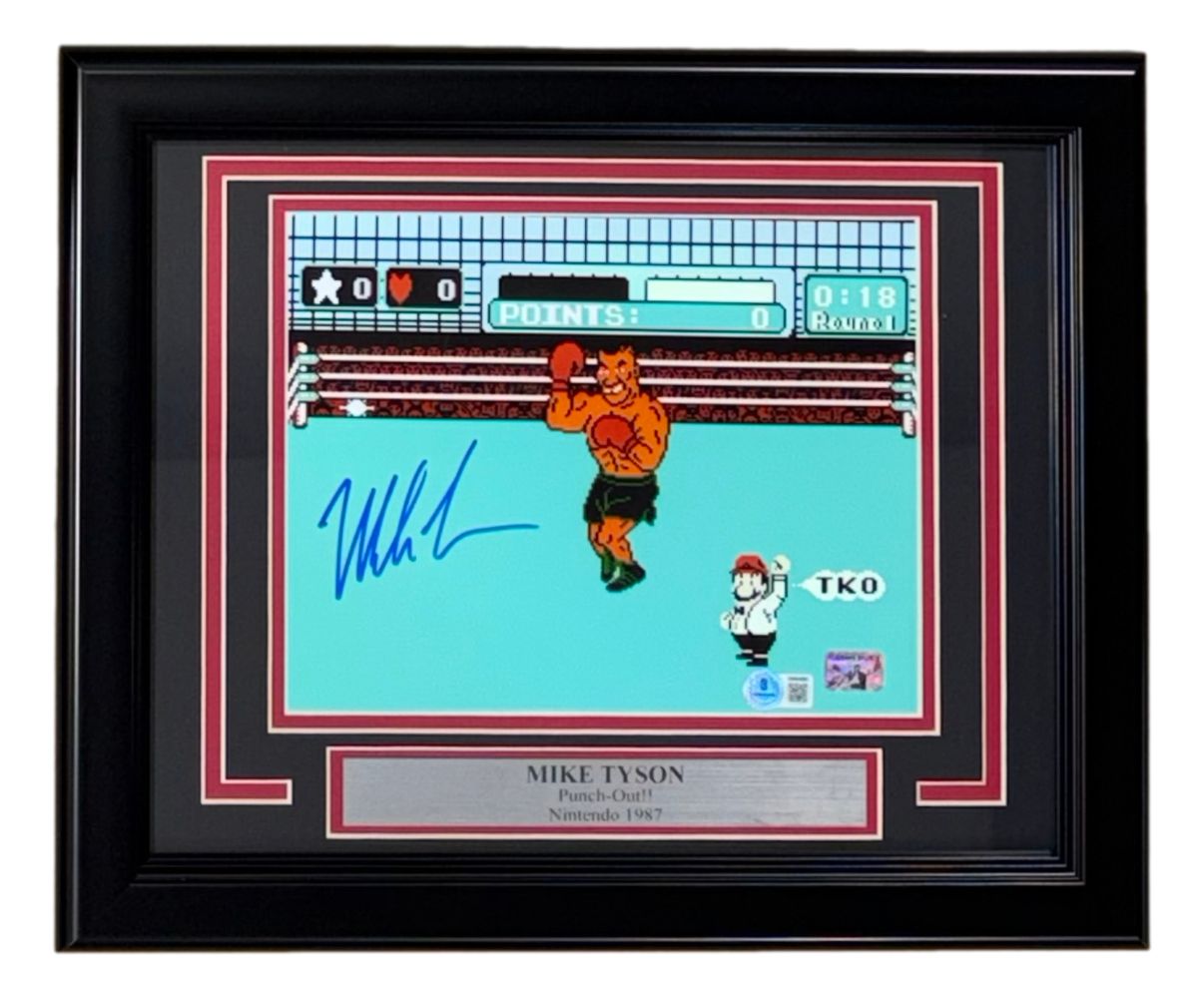 Mike Tyson Signed Framed 8x10 Punch Out Photo BAS