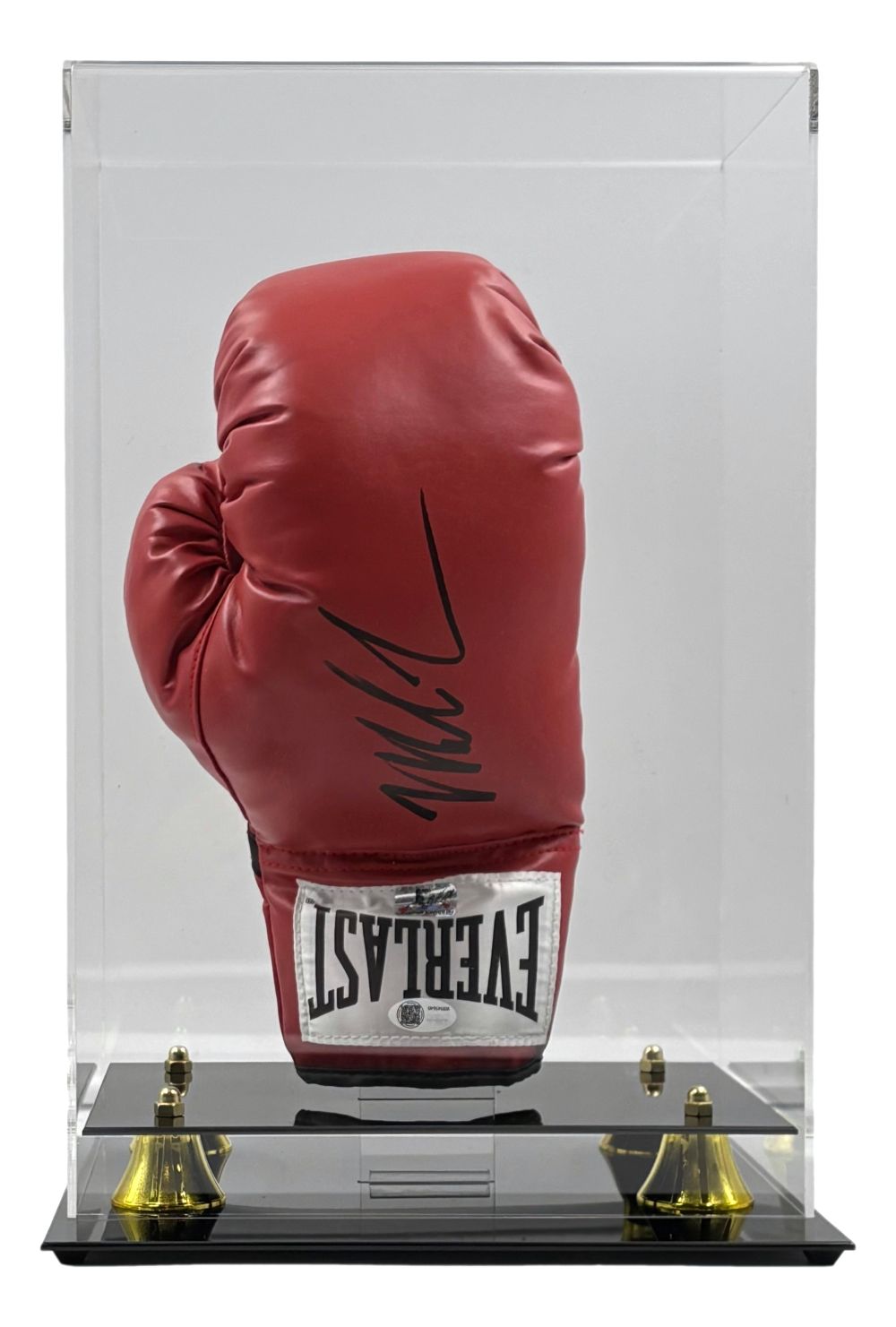 Mike Tyson Signed Red Everlast Right Hand Boxing Glove JSA QR w/ Vertical Case