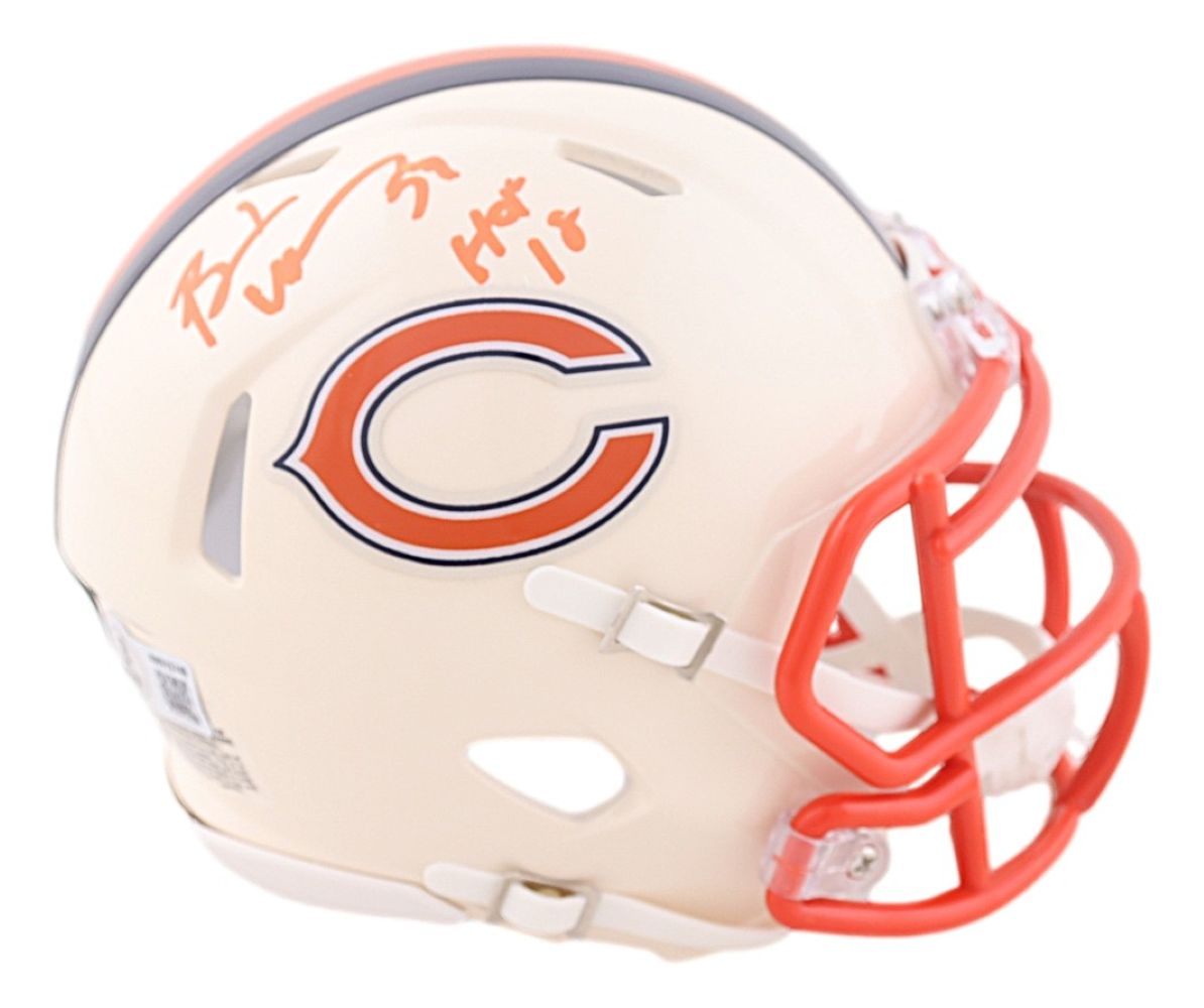 Brian Urlacher Signed Chicago Bears Retro Mini Speed Helmet HOF 18 BAS