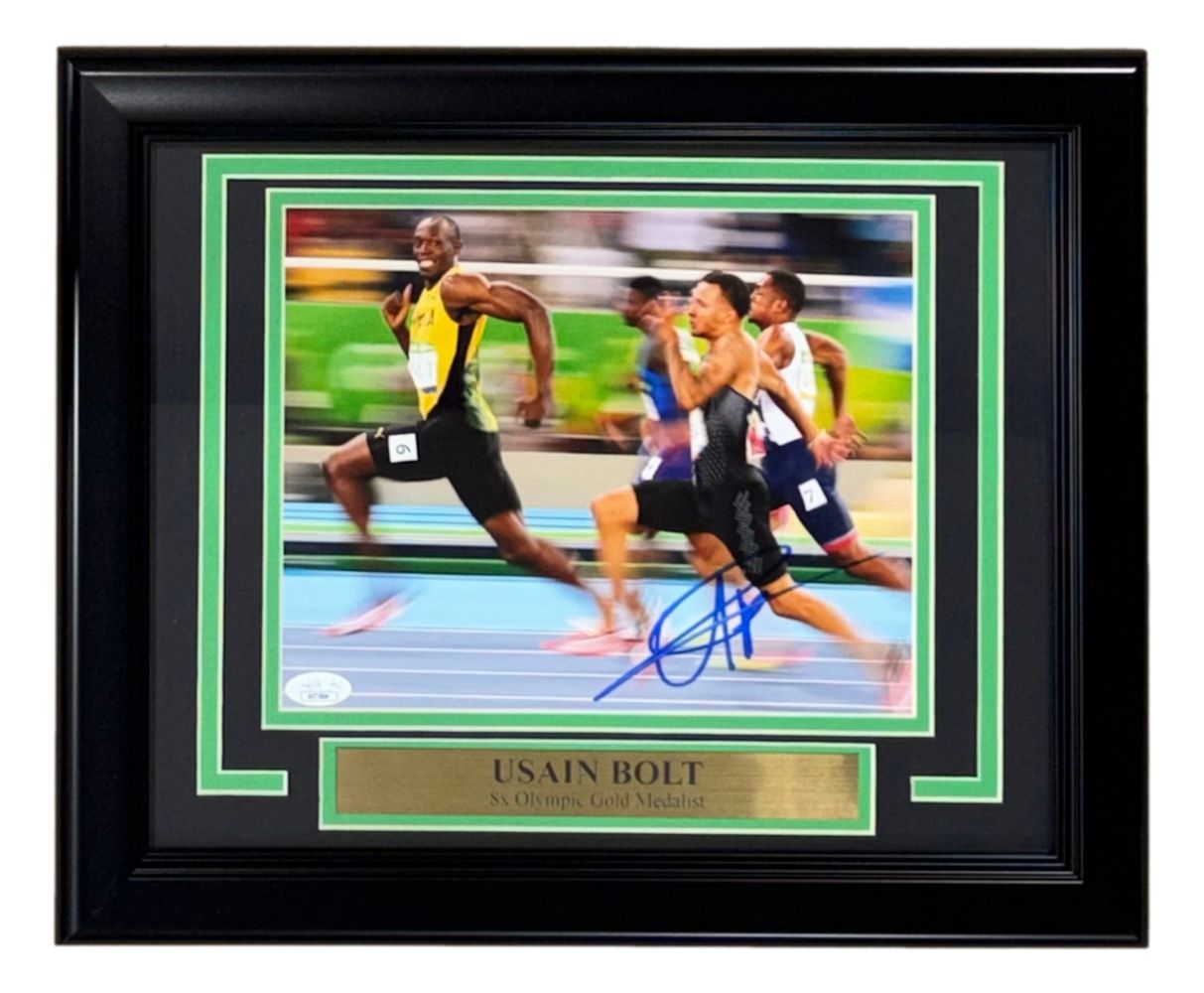 Usain Bolt Signed Framed 8x10 Olympic Track Legend Photo JSA AS71804