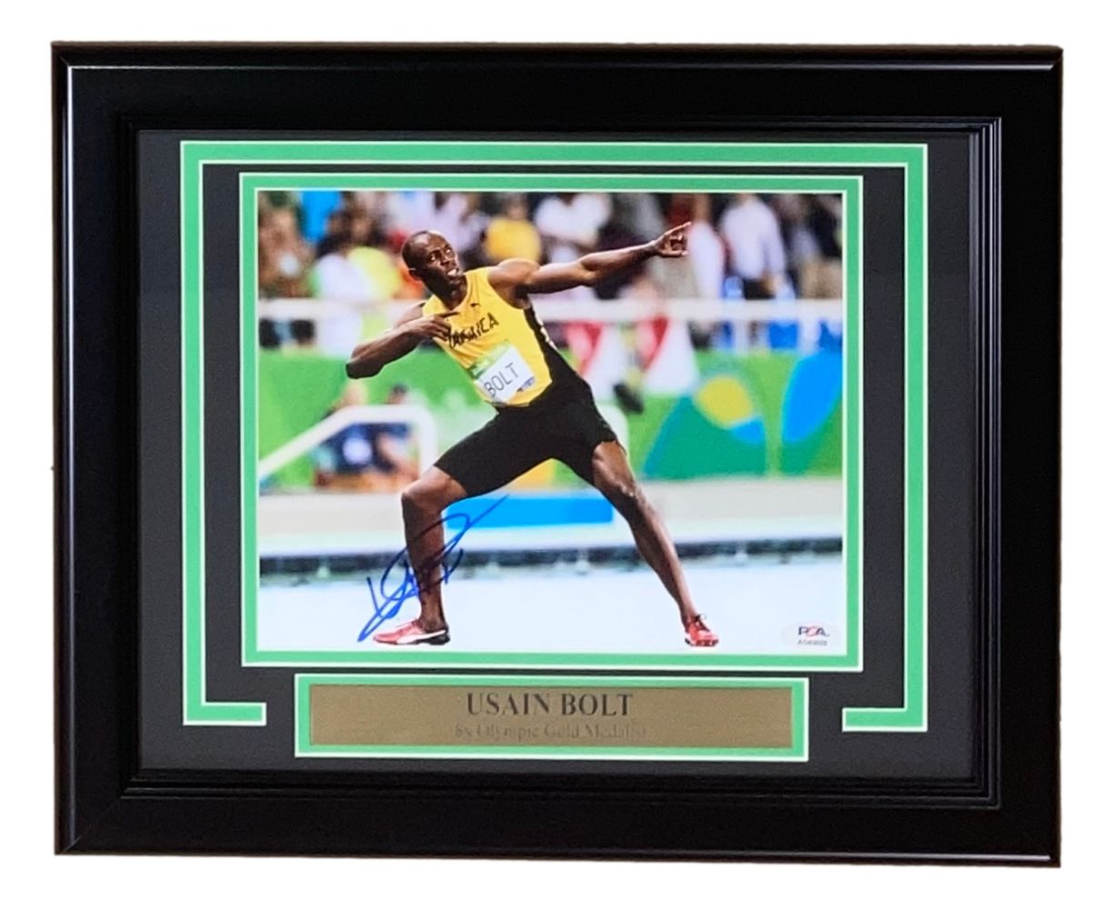 Usain Bolt Signed Framed 8x10 Olympic Track Legend Photo PSA Hologram AO93029