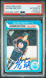 Oilers Wayne Gretzky Signed 1979 O-Pee-Chee #18 Rookie Card Auto 10! PSA Slab 1