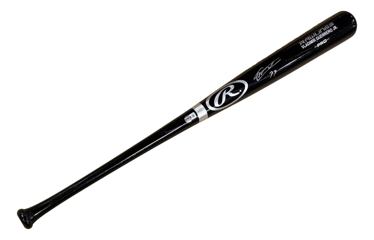 Vladimir Guerrero Jr Blue Jays Signed Black Rawlings Baseball Bat BAS