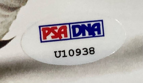 Close-up of the PSA sticker (code U10938) used to authenticate the Sports Integrity Walter Payton Signed Framed 16x20 Chicago Bears Legend Among Us Photo.