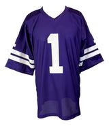 Warren Moon Washington Signed Purple Football Jersey HOF 06 Inscribed BAS