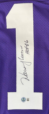 Warren Moon Washington Signed Purple Football Jersey HOF 06 Inscribed BAS