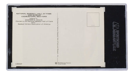 Warren Spahn Signed Slabbed Milwaukee Braves Hall of Fame Plaque Postcard SGC - Sports Integrity