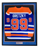 Wayne Gretzky Signed Framed Edmonton Oilers Blue 1986-87 M&N Hockey Jersey UDA