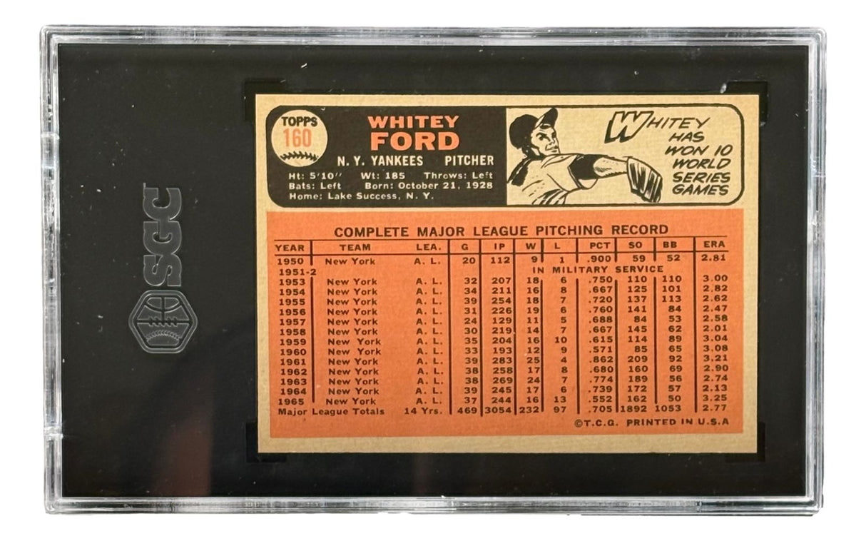 Whitey Ford 1966 Topps #160 New York Yankees Trading Card CGC NM 7