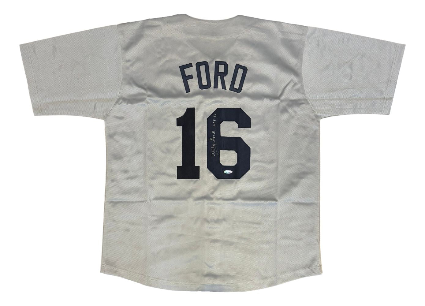Whitey Ford New York Signed Gray Baseball Jersey HOF 74 Inscribed Tristar
