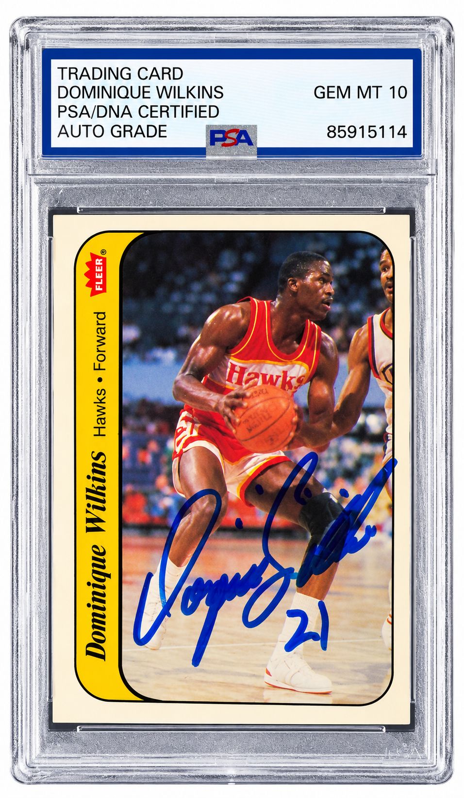 Dominique Wilkins Signed Auto 1986 Fleer #11 Hawks RC PSA/DNA Auto 10