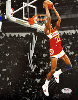 Dominique Wilkins Signed 8x10 Atlanta Hawks Spotlight Reverse Dunk PSA/DNA