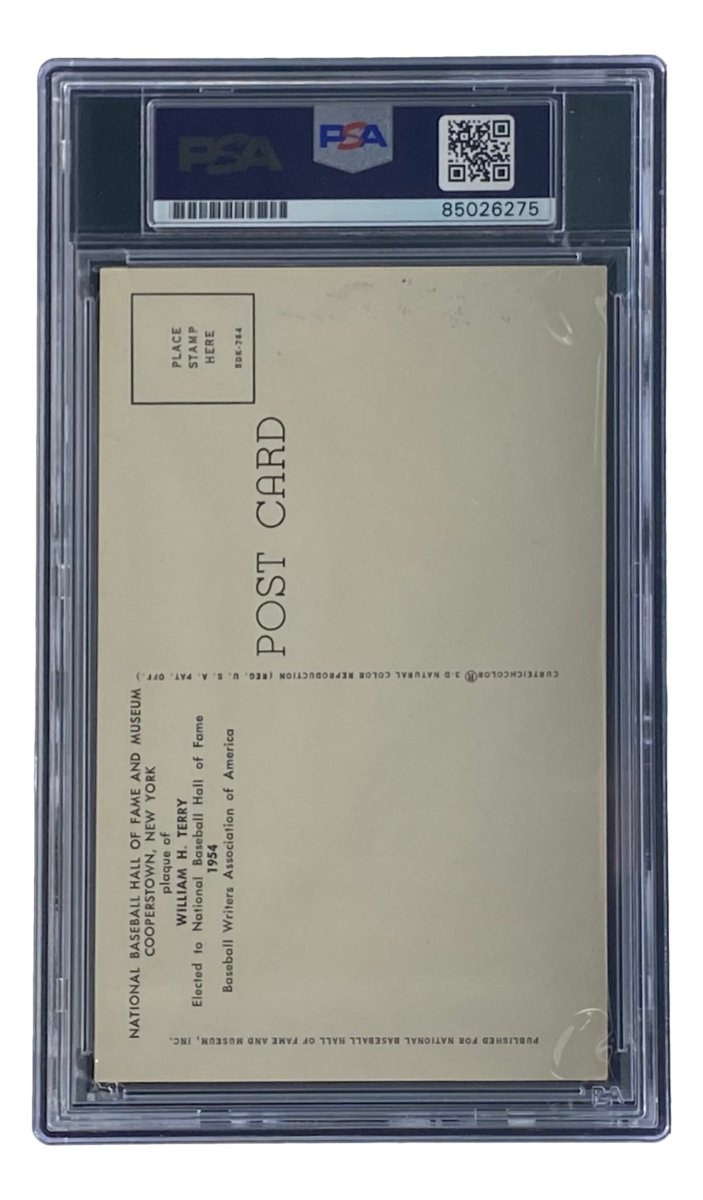 Bill Terry Signed 4x6 New York Giants Hall Of Fame Plaque Card PSA/DNA 85026275 - Sports Integrity