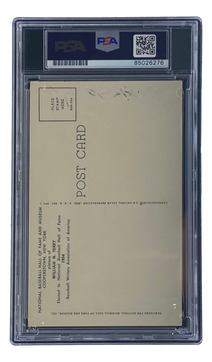 Bill Terry Signed 4x6 New York Giants Hall Of Fame Plaque Card PSA/DNA 85026276 - Sports Integrity