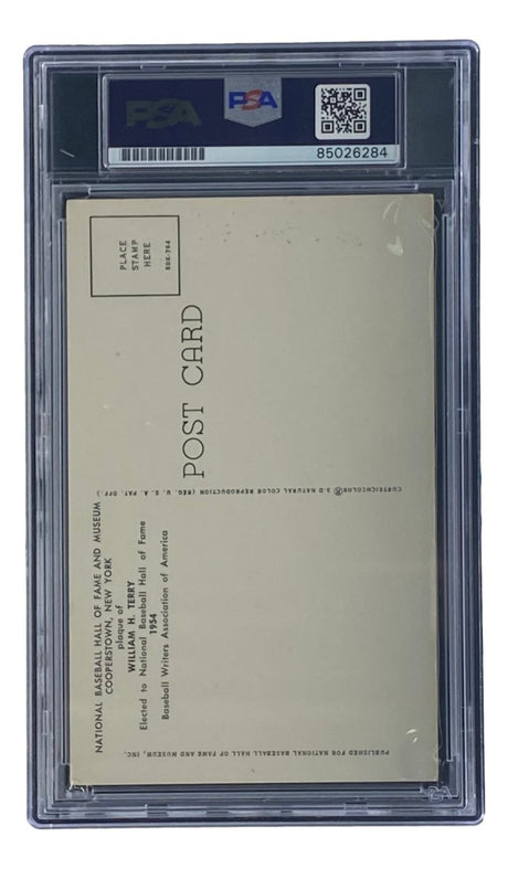 Bill Terry Signed 4x6 New York Giants Hall Of Fame Plaque Card PSA/DNA 85026284 - Sports Integrity