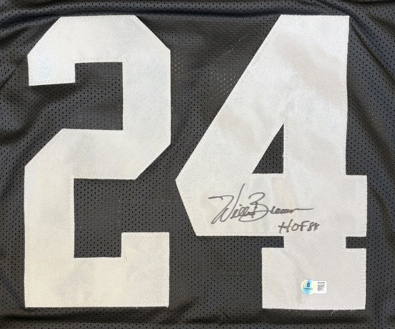 Willie Brown Oakland Signed Black Football Jersey HOF 84 BAS