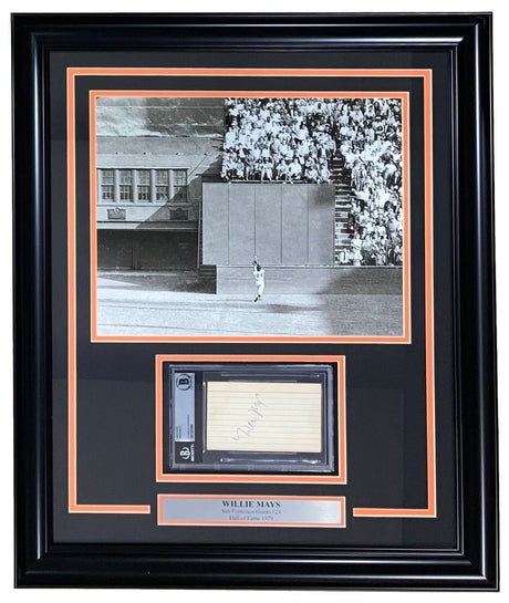 RARE Vintage Willie Mays San Francisco Giants Signed Framed 3x5 Index Card BAS - Sports Integrity