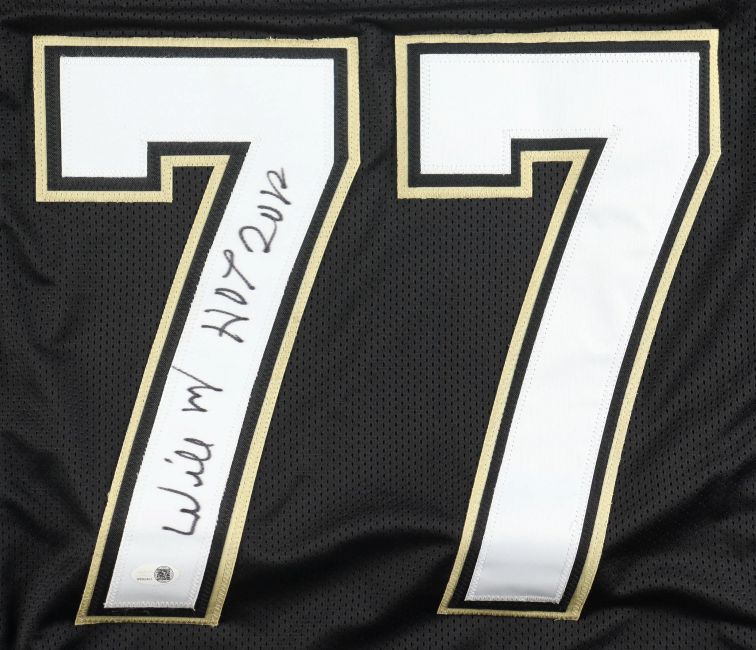 Willie Roaf New Orleans Signed Black Football Jersey HOF 2012 JSA QR Hologram