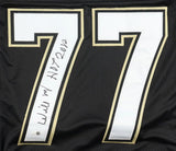 Willie Roaf New Orleans Signed Black Football Jersey HOF 2012 JSA QR Hologram