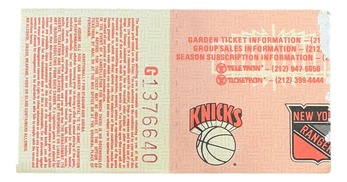 WWF Madison Square Garden Jan 25 1988 Loge Ticket Stub Hulk Hogan Main Event