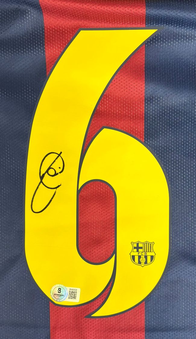 Xavi Signed Barcelona 2014/15 Nike Soccer Jersey BAS