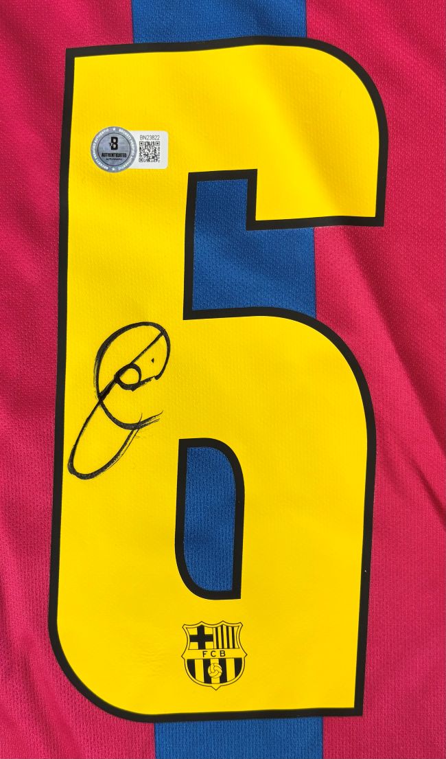 Xavi Signed Barcelona Nike Soccer Jersey 2 BAS
