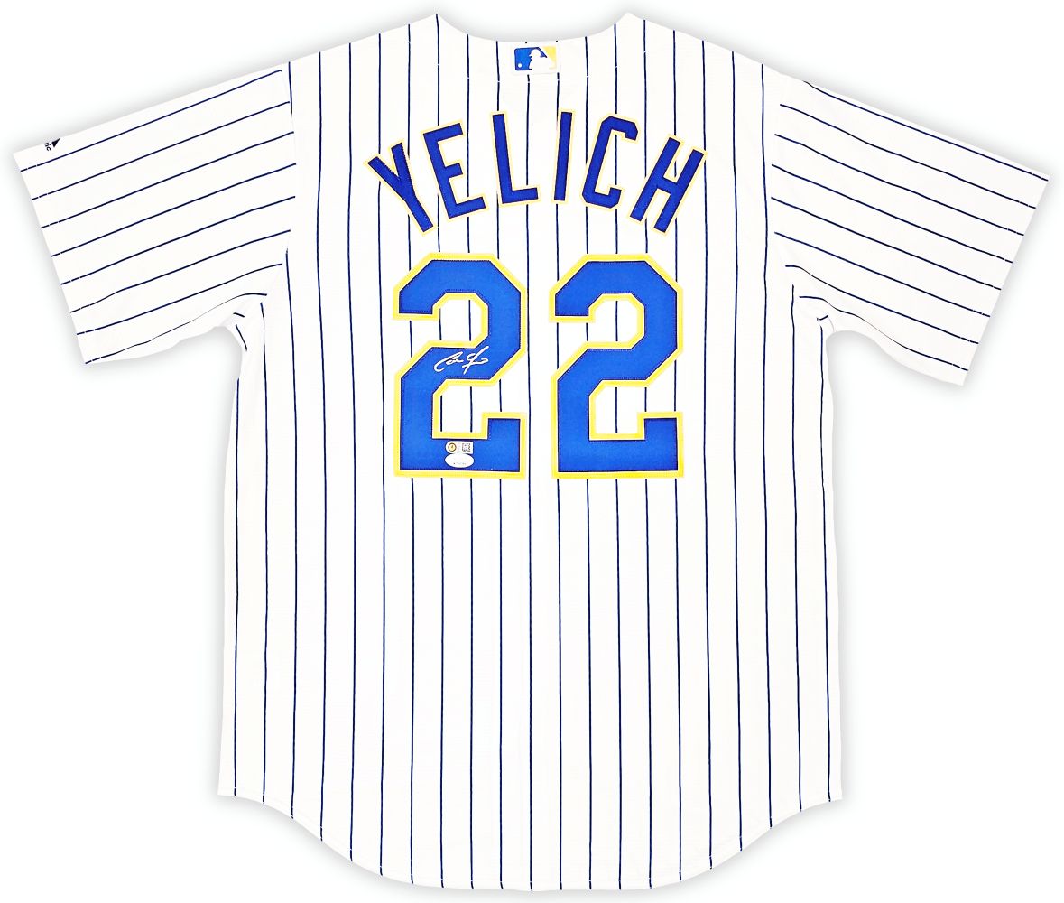 Christian Yelich Signed Milwaukee Brewers Majestic Replica Baseball Jersey JSA