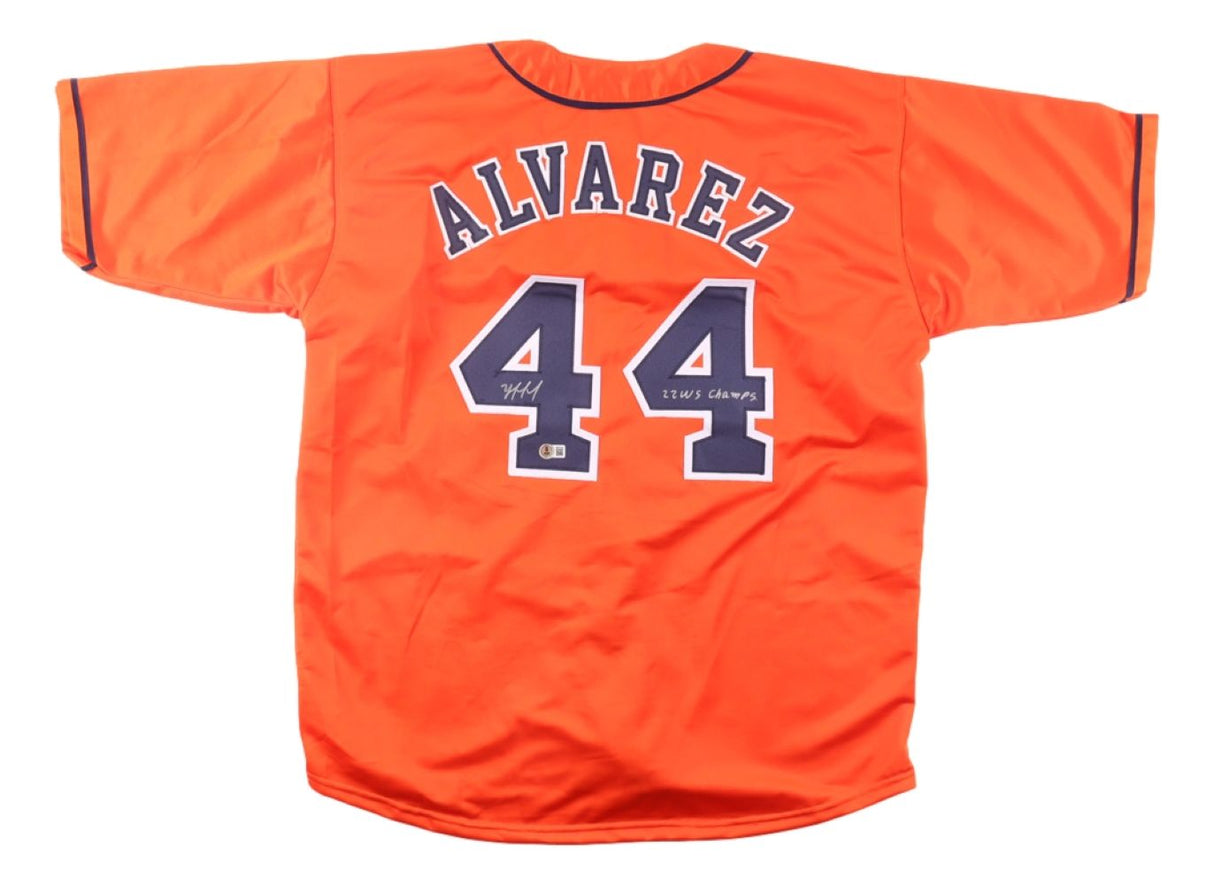 Yordan Alvarez Houston Signed Orange Baseball Jersey 22 WS Champs BAS