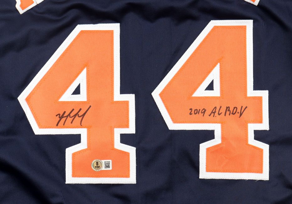 Yordan Alvarez Houston Signed Navy Baseball Jersey 2019 AL ROY BAS