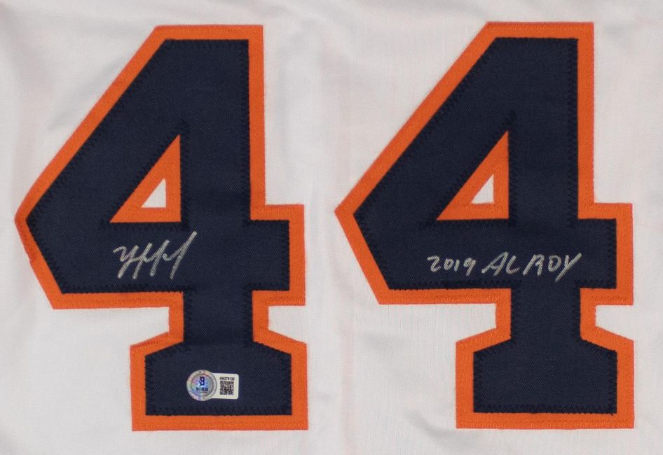Yordan Alvarez Houston Signed White Baseball Jersey 2019 AL ROY BAS