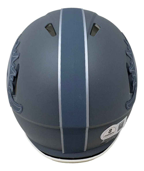 Zach Thomas Signed Miami Dolphins Slate Mini Speed Helmet BAS