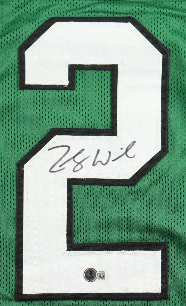 Zach Wilson New York Signed Green Football Jersey BAS