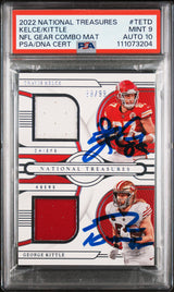 Travis Kelce & George Kittle Signed 2022 NT #TETD #88/99 Card 9 Auto 10 PSA Slab