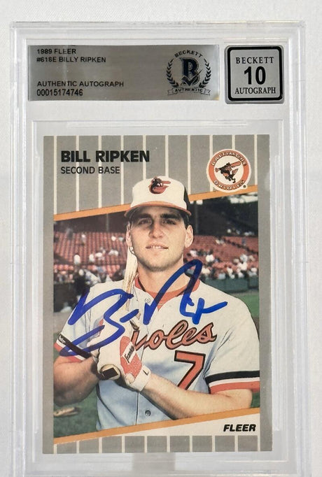 1989 Fleer #616E Billy Ripken Auto Baltimore Orioles BAS Autograph 10 Image 1