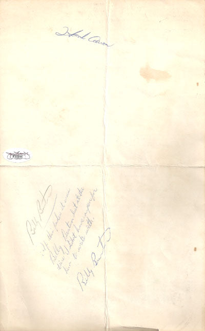 Hank Aaron Autographed Scorecard Milwaukee Braves Vintage Signed in 1956 JSA
