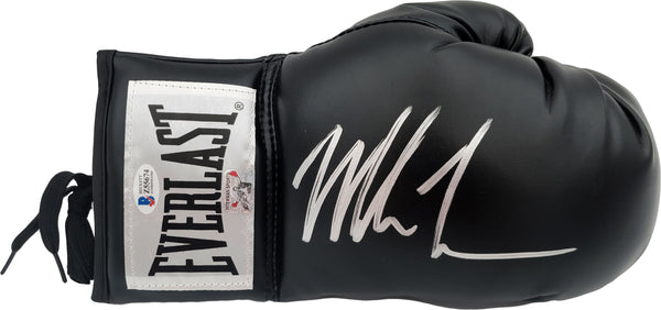 Mike Tyson Autographed Black Everlast Boxing Glove RH Signed In Silver Beckett BAS Stock #192609